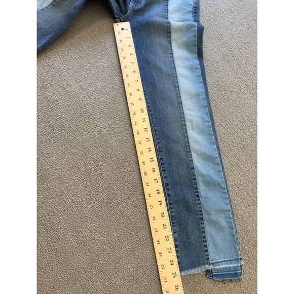 JUSTBLACK Female Light Dark Wash Denim Jeans Size 24 Raw Hem Straight Leg - Picture 8 of 16